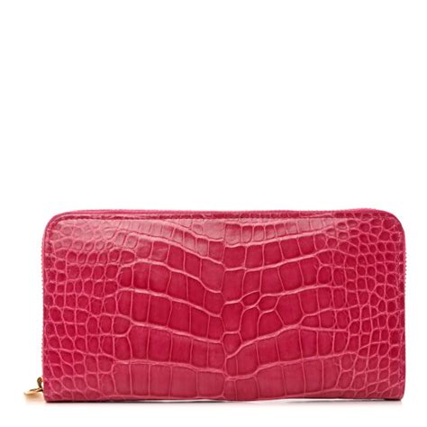 LOUIS VUITTON Crocodile Zippy Wallet Fuchsia.